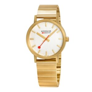 Mondaine Uhr goldplattiert 36 mm Stahlband