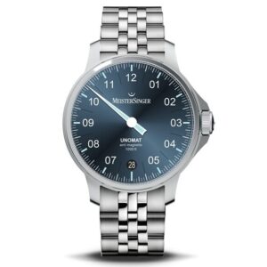 Meiistersinger Einzeiger Uhr Unomat stahlblau