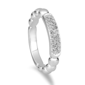 Weißgold Kugelring mit Brillanten