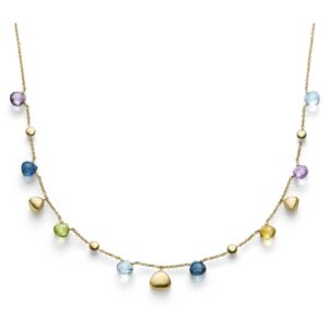 Gelbgold Kette mit Farbsteinen