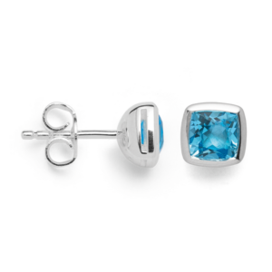 Silber Ohrstecker bastian blauer Topas