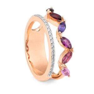Rotgold Ring Amethyst Granat Turmalin Diamenten Breuning