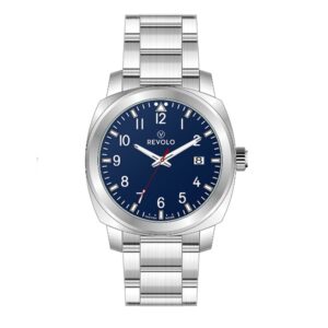 REVOLO Uhr blaues Zifferblatt Stahlband